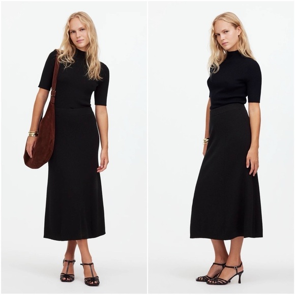 Madewell Skirt Merino Wool-Blend Maxi Pull On True Black S NWOT - Picture 1 of 11